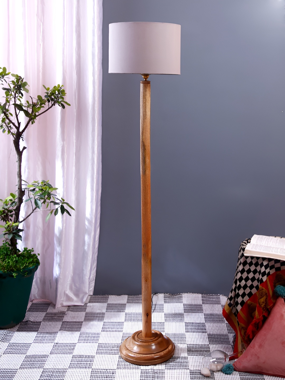 

Devansh Brown & Grey Cylinder Shaped Floor Lamp With Shade