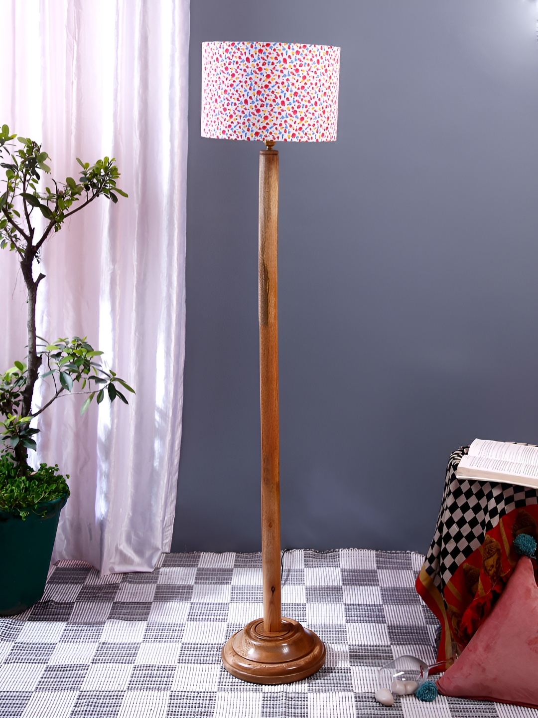 

Devansh Brown & White Printed Square Shaped Wooden Floor Lamp With Shade