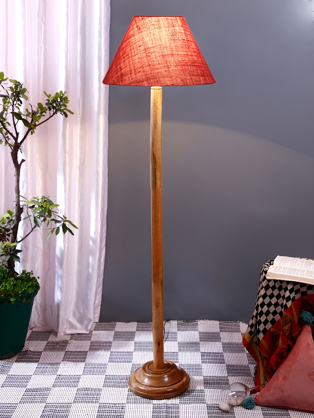 

Devansh Brown & Pink Wooden Floor Lamp With Shade