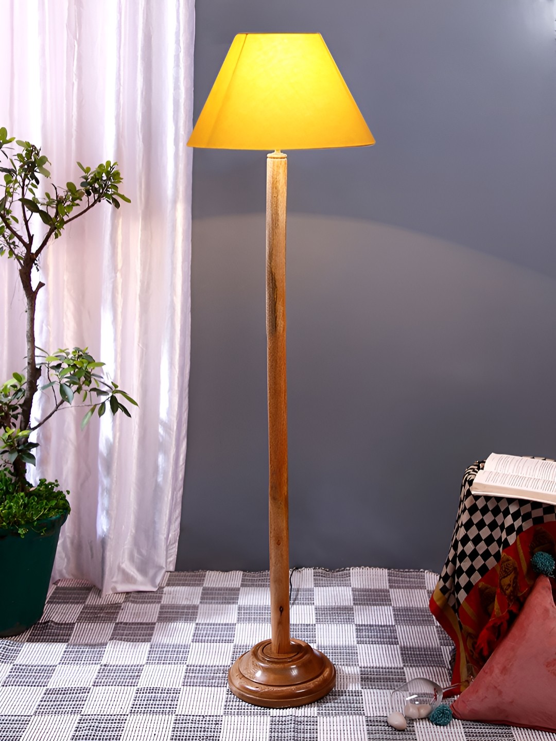 

Devansh Beige & Yellow Frustum Shaped Floor Lamp With Shade