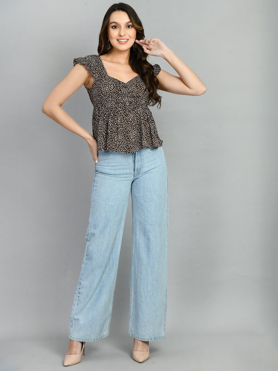 

PRETTY LOVING THING Animal Print Top, Brown