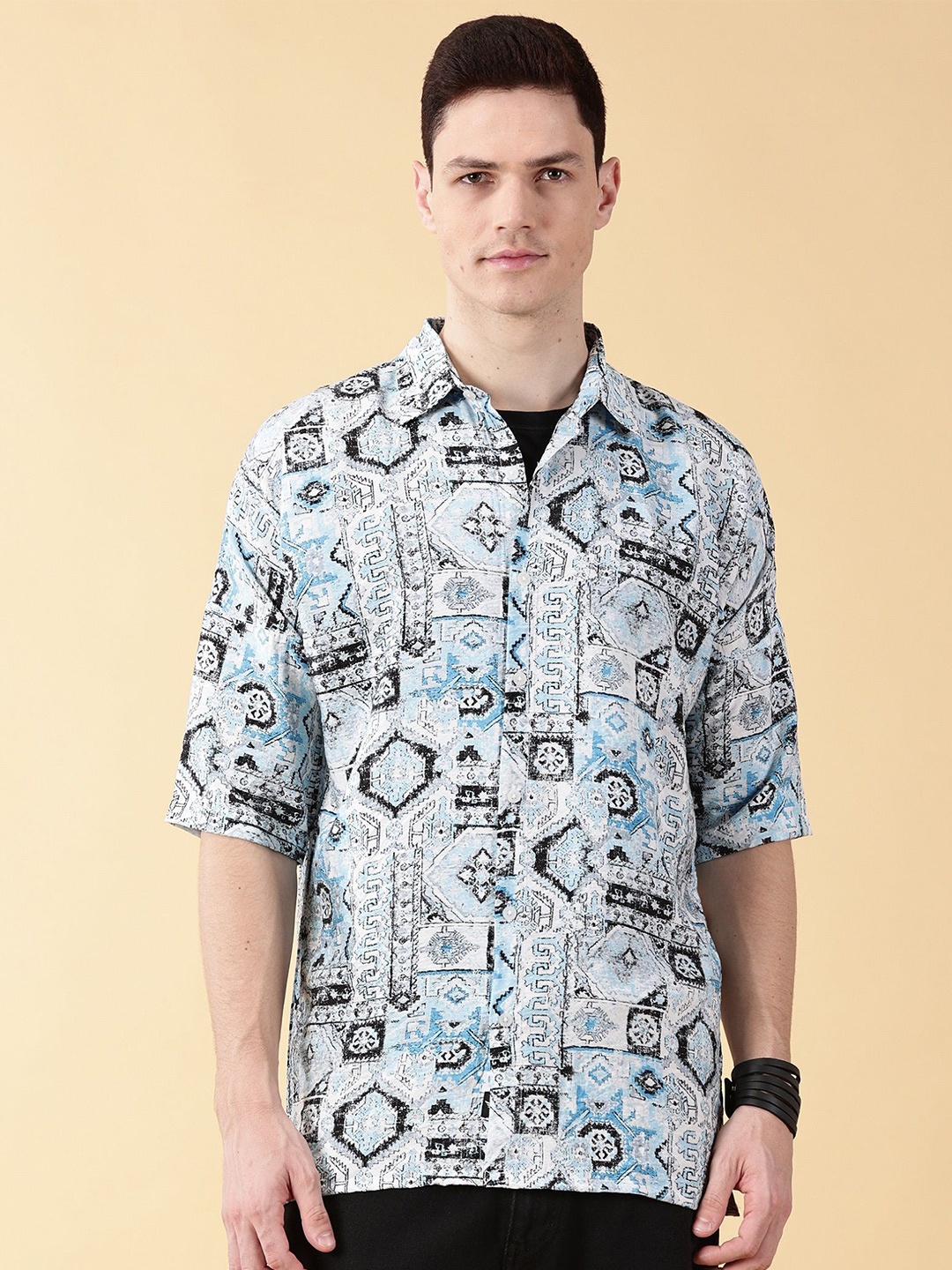 

VALEN CLUB Men Comfort Floral Opaque Printed Casual Shirt, Blue