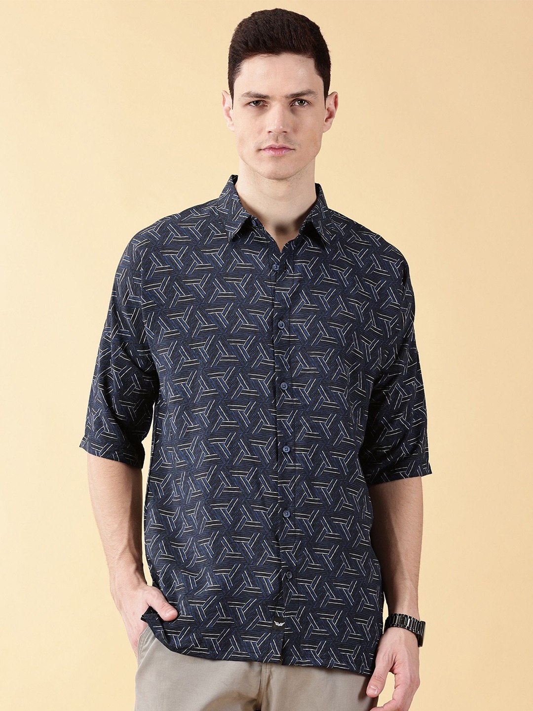 

VALEN CLUB Men Comfort Opaque Printed Casual Shirt, Blue