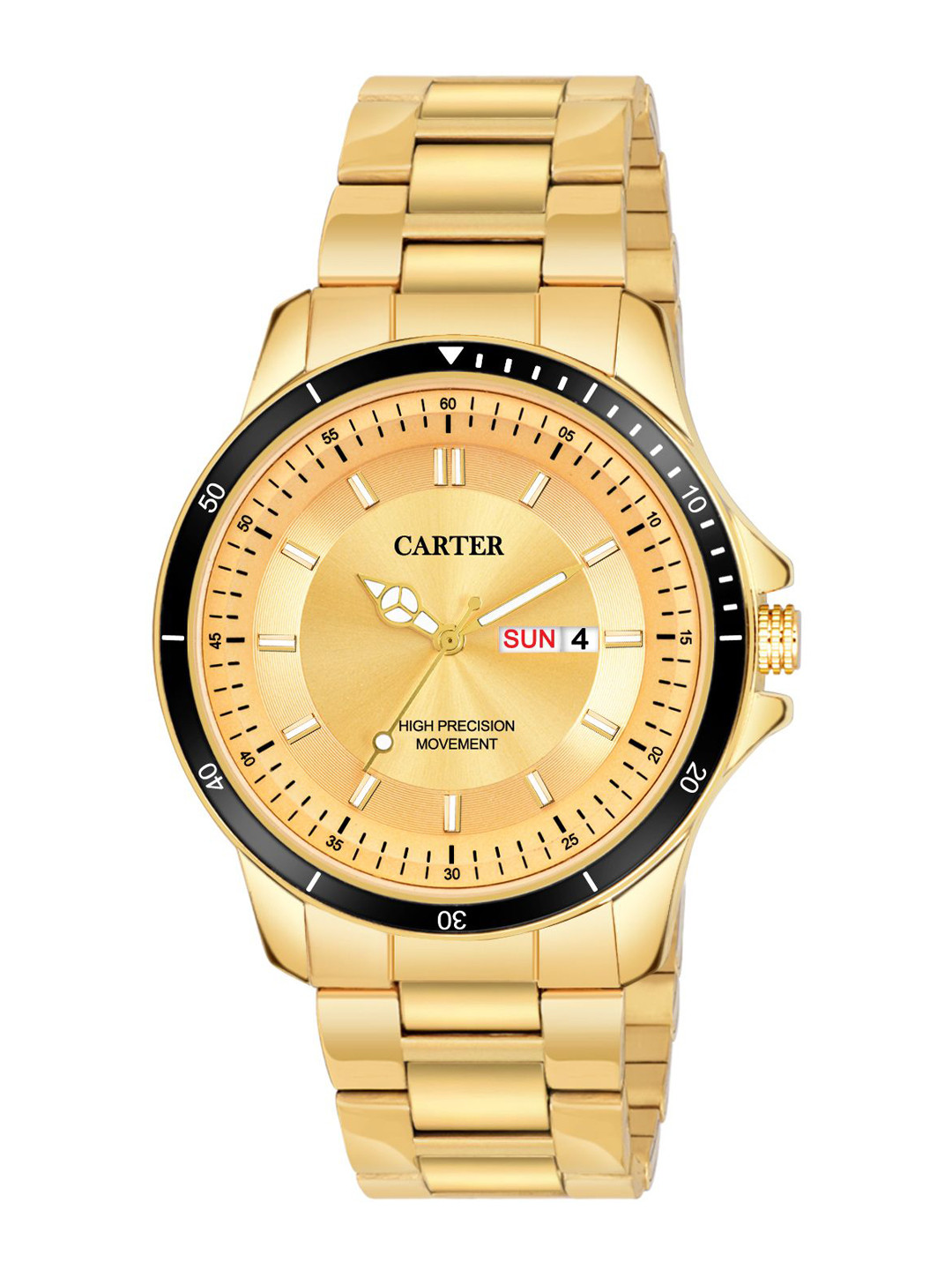 

Sandy D Carter Men Patterned Dial & Stainless Steel Bracelet Style Straps Analogue Watch Sandy D, Gold