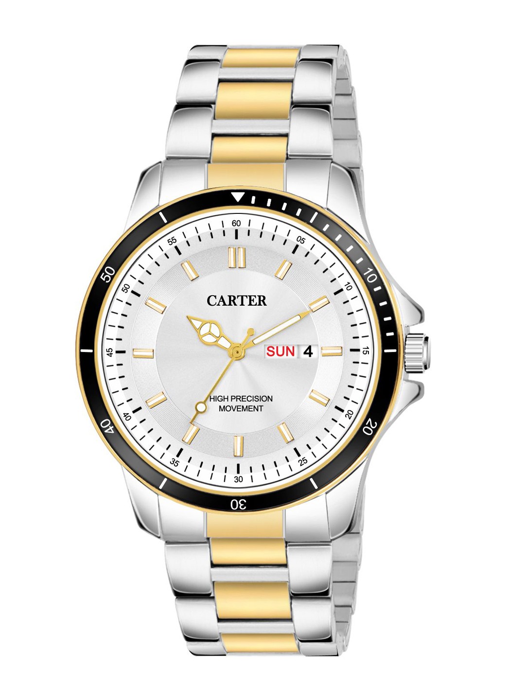 

Sandy D Carter Men Dial & Stainless Steel Bracelet Style Straps Analogue Watch 184-SL-GD, Silver