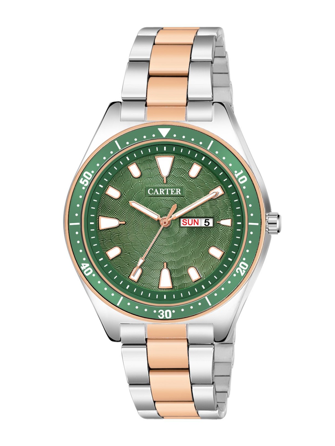 

Sandy D Carter Men Embellished Dial & Stainless Steel Bracelet Style Straps Analogue Watch Sandy D, Green