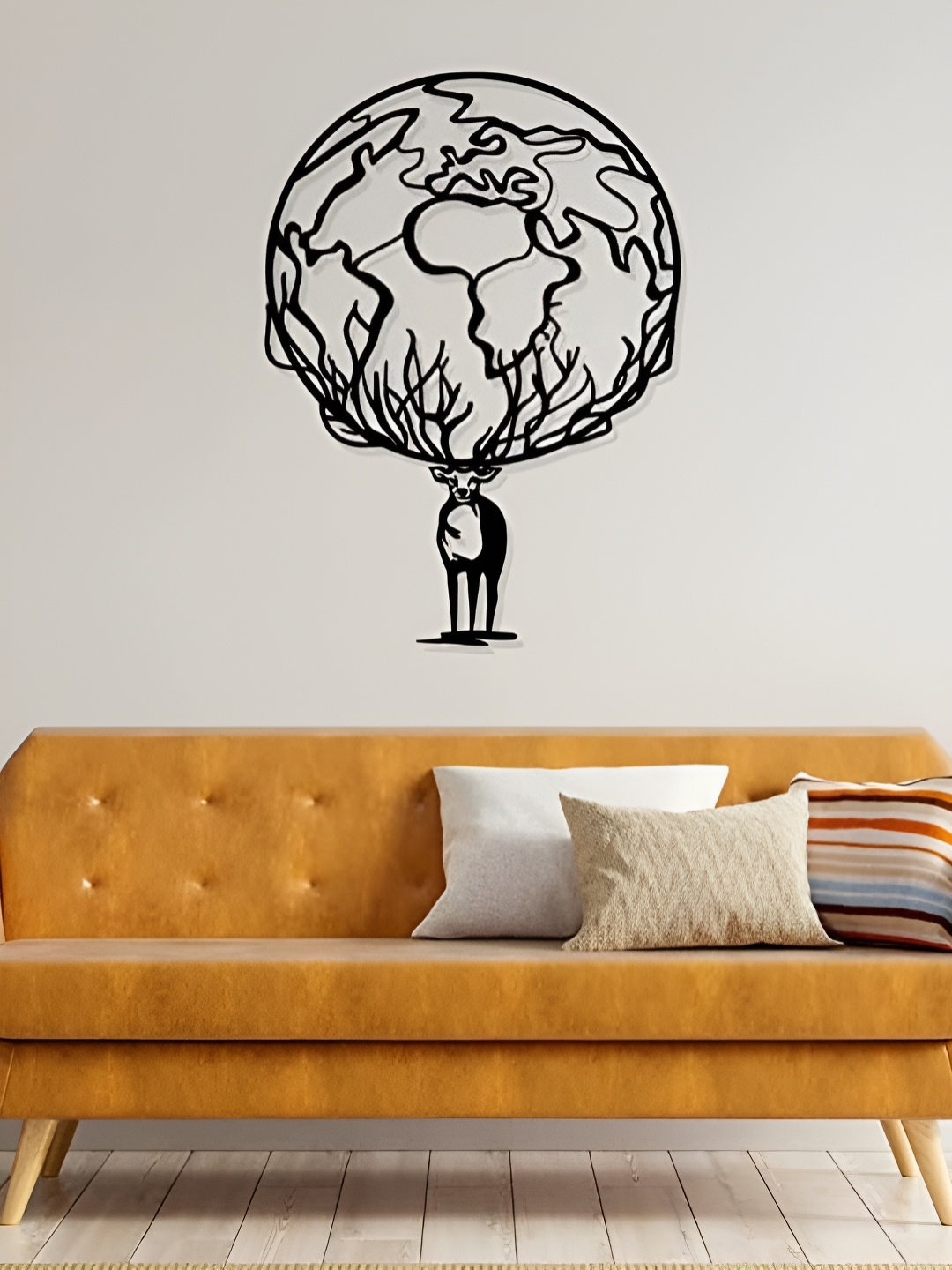 

Artrooms Raindeer Metal Wall Art, Black
