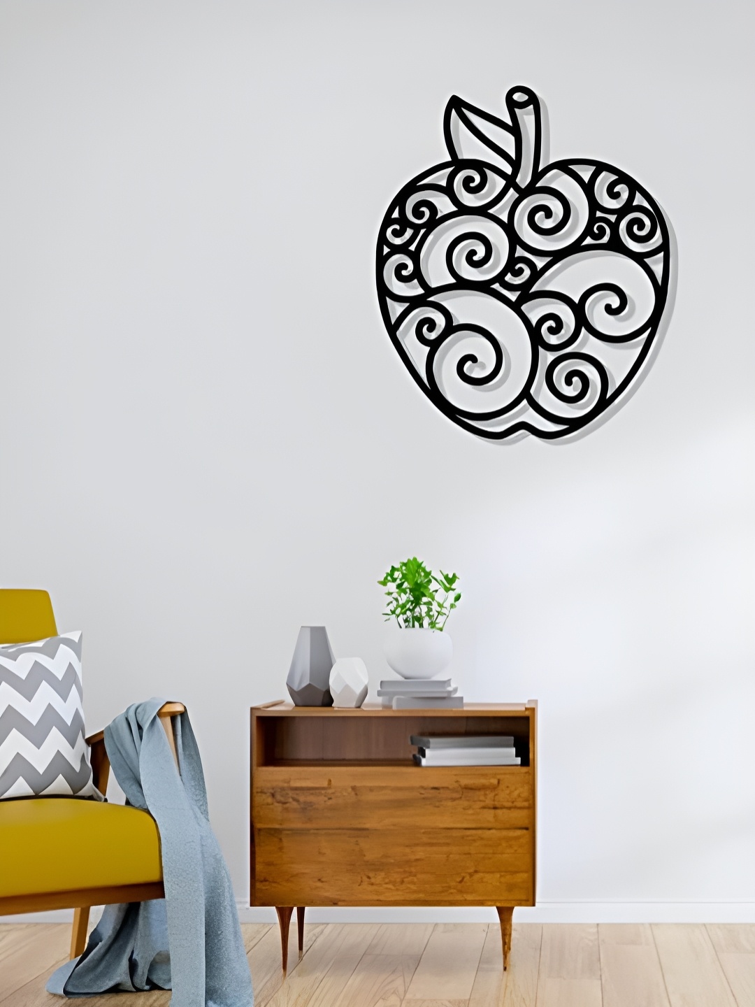 

Artrooms Apple Design Metal Wall Art, Black
