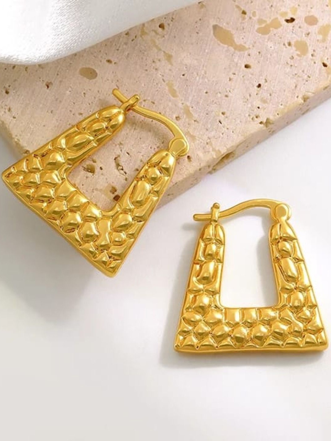 

KRYSTALZ Gold Plated Contemporary Drop Earrings
