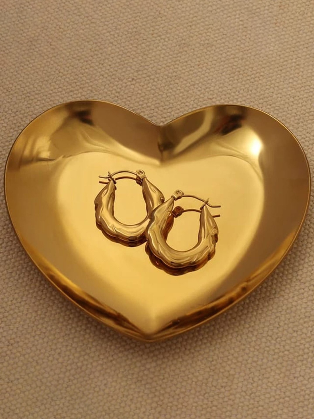 

KRYSTALZ Gold-Plated Stainless Steel Quirky Antique Hoop Earrings