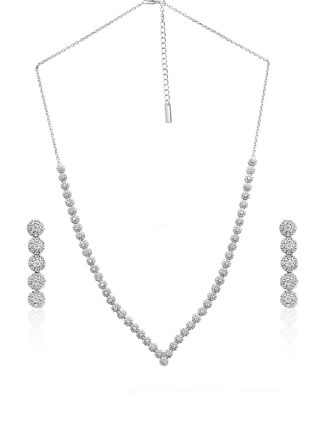 

925 SILLER Rhodium-Plated Pure Silver Cubic Zirconia-Studded Jewellery Set