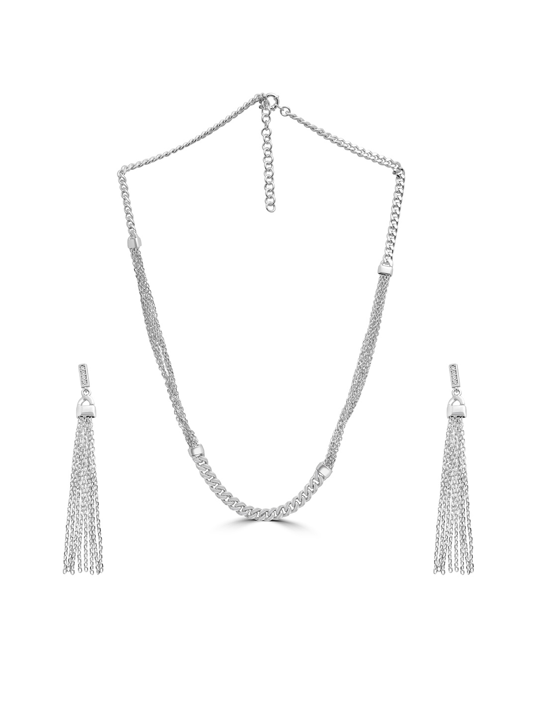 

925 SILLER Rhodium-Plated Pure Silver Jewellery Set