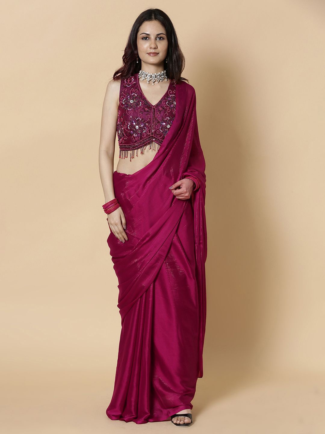 

Vervee Couture Pure Georgette Saree, Purple