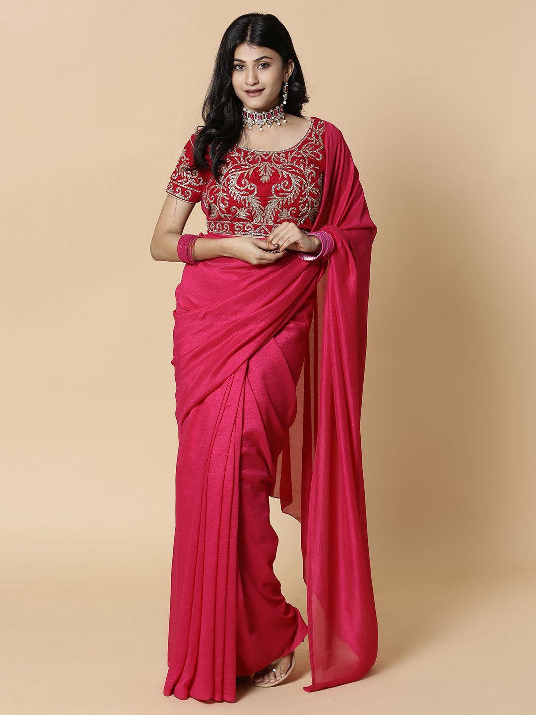 

Vervee Couture Pure Georgette Saree, Pink