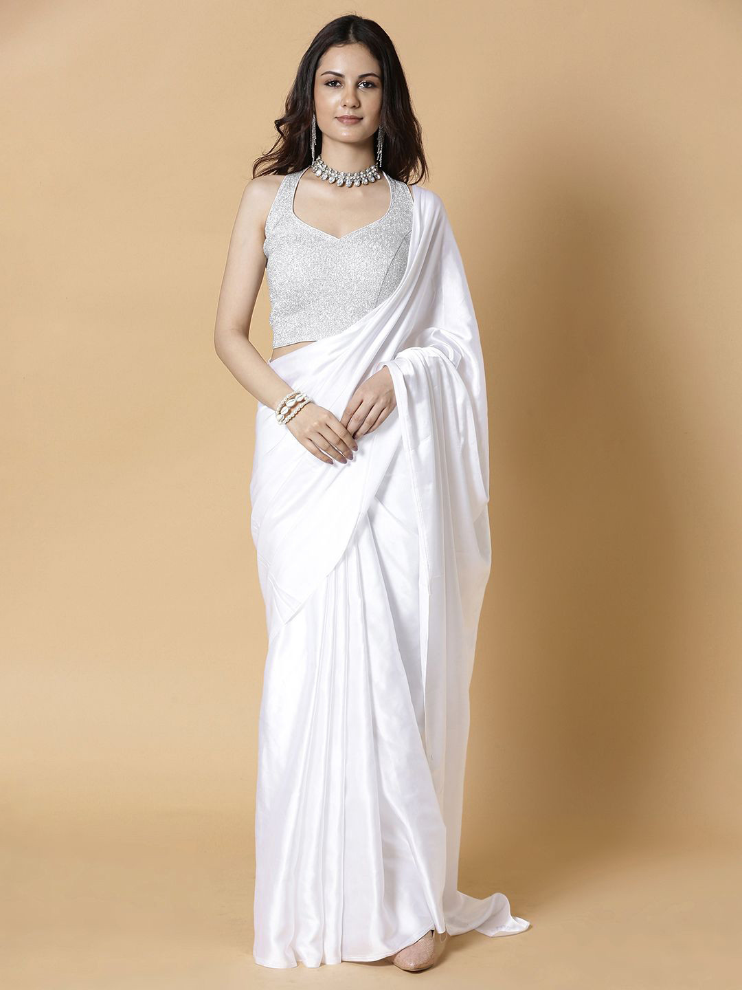 

Vervee Couture Pure Georgette Saree, White