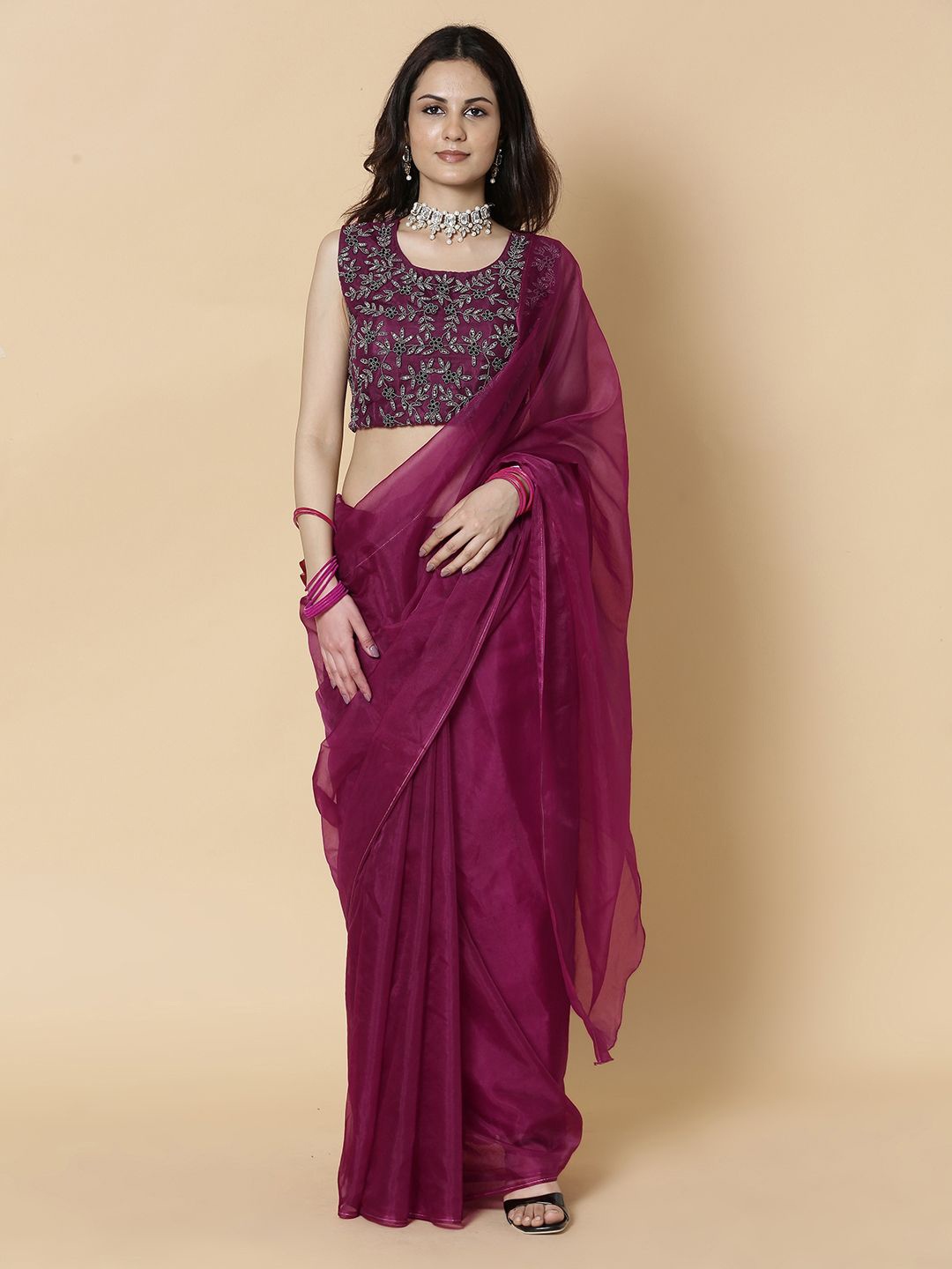 

Vervee Couture Pure Georgette Saree, Purple