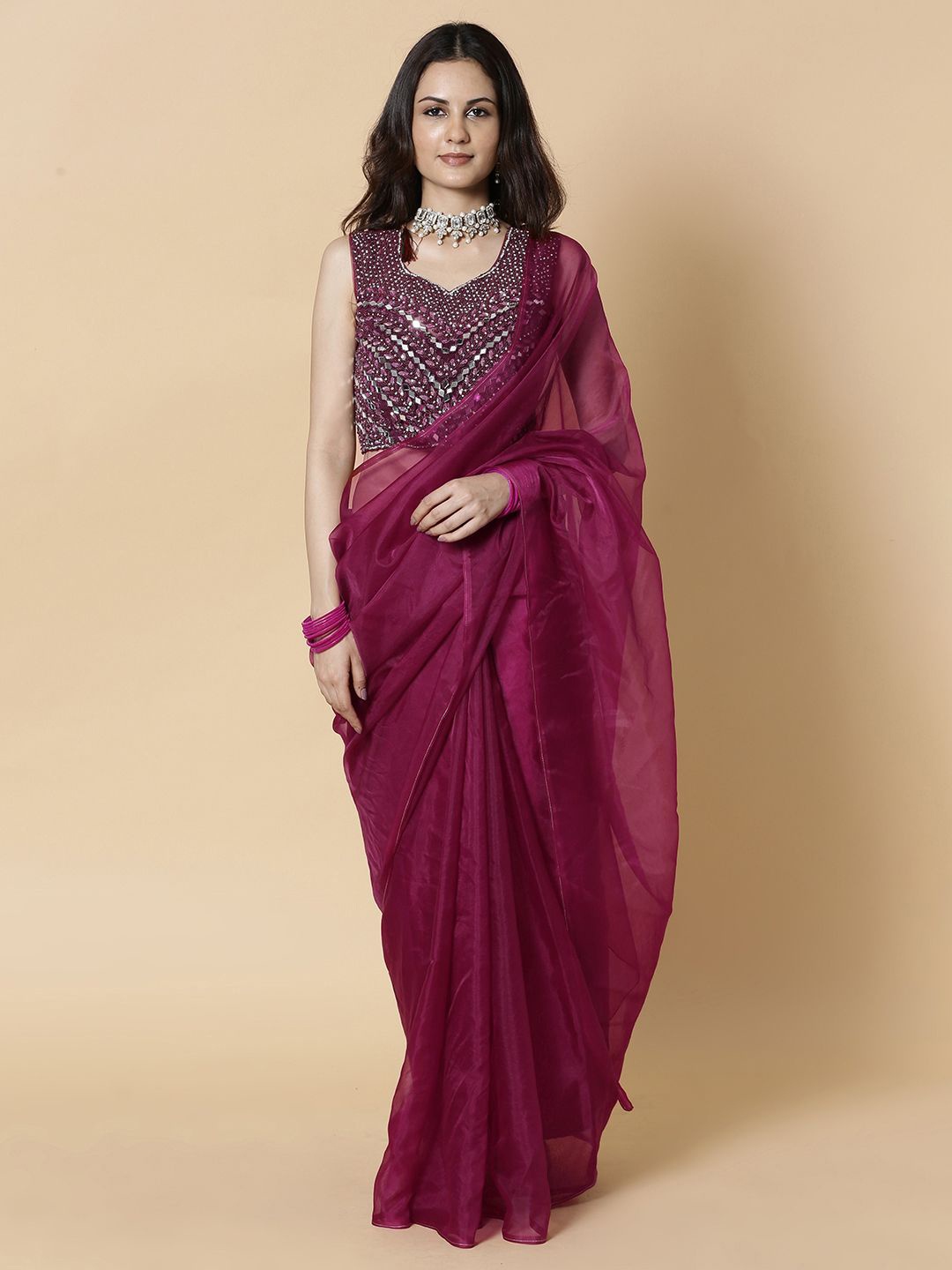 

Vervee Couture Pure Georgette Saree, Purple