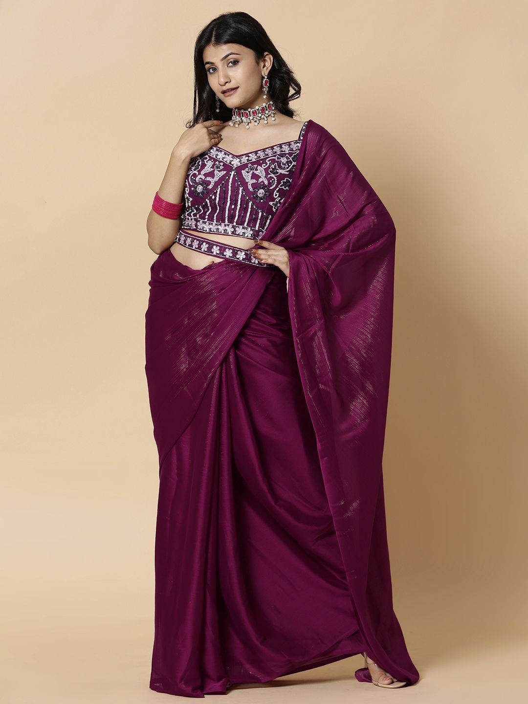 

Vervee Couture Pure Georgette Saree, Purple