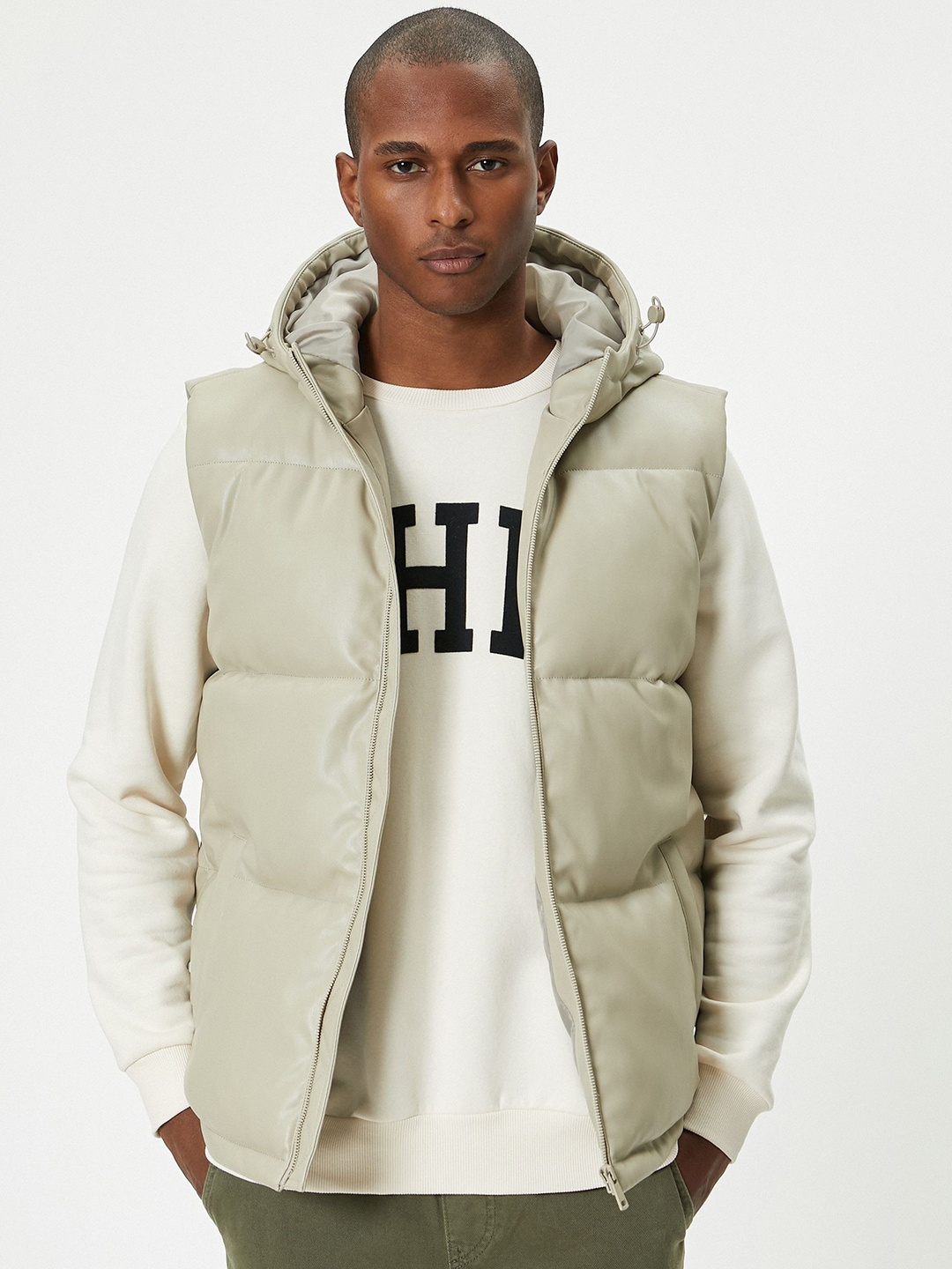 

Koton Hooded Sleeveless jacket, Beige