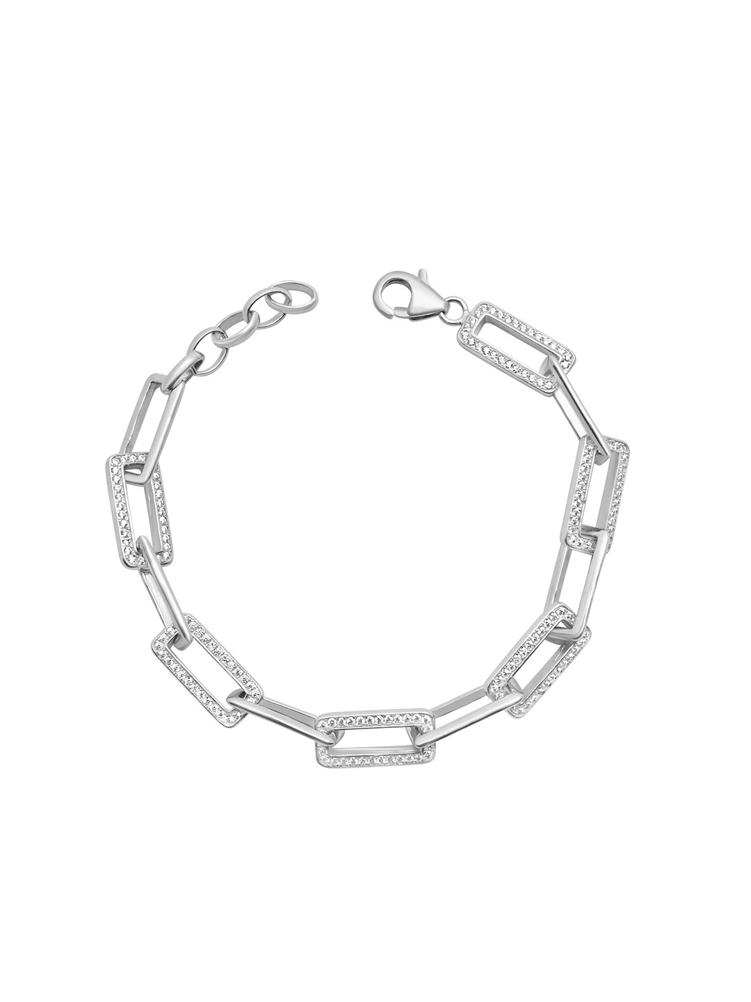 

925 SILLER Silver Cubic Zirconia Rhodium-Plated Link Bracelet