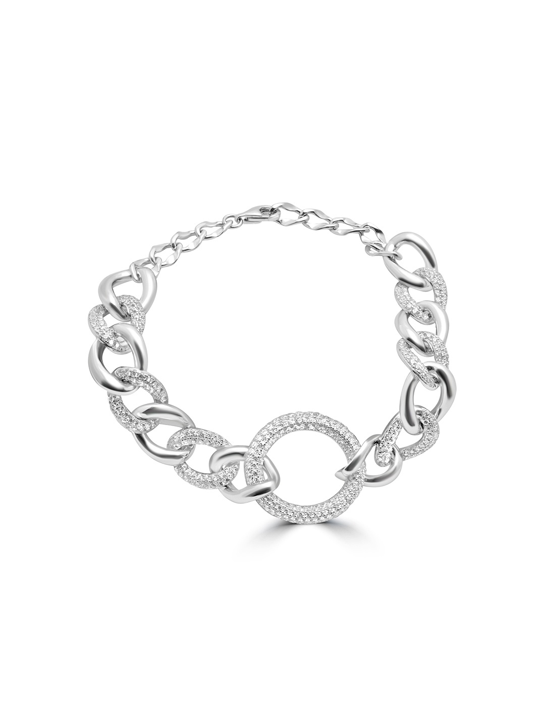 

925 SILLER Silver Cubic Zirconia Rhodium-Plated Link Bracelet