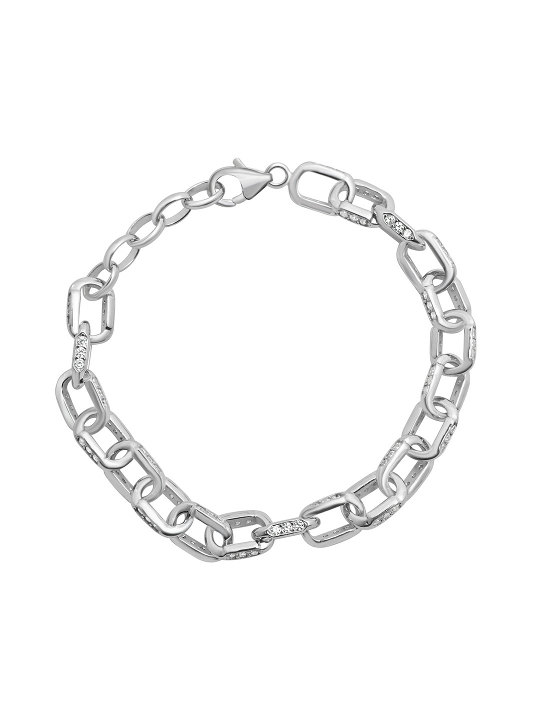 

925 SILLER Silver Cubic Zirconia Rhodium-Plated Link Bracelet