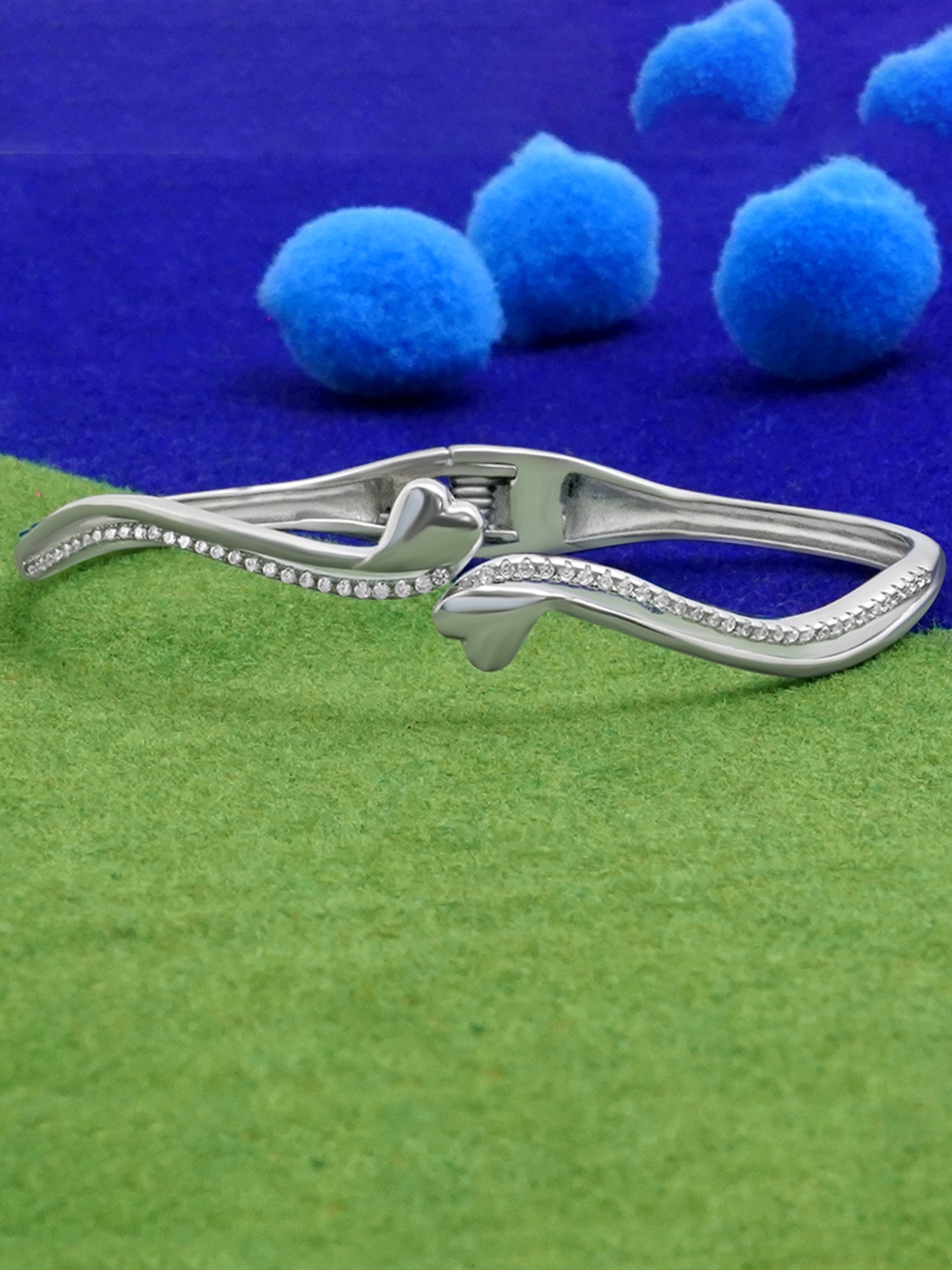 

925 SILLER Silver Cubic Zirconia Rhodium-Plated Bangle-Style Bracelet