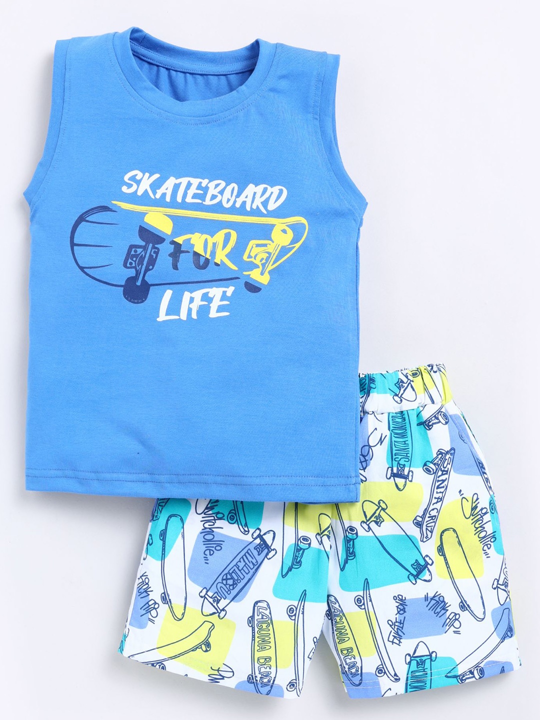 

Cutopies Boys Printed T-shirt With Shorts, Blue