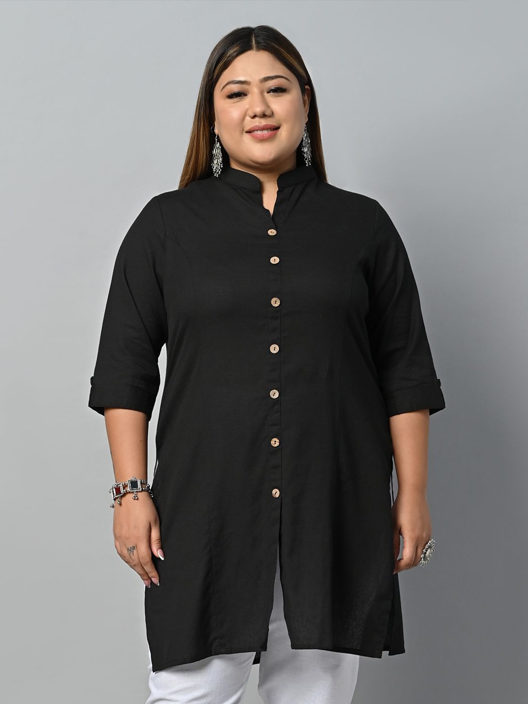 

KALINI Pure Cotton Handloom Kurti, Black