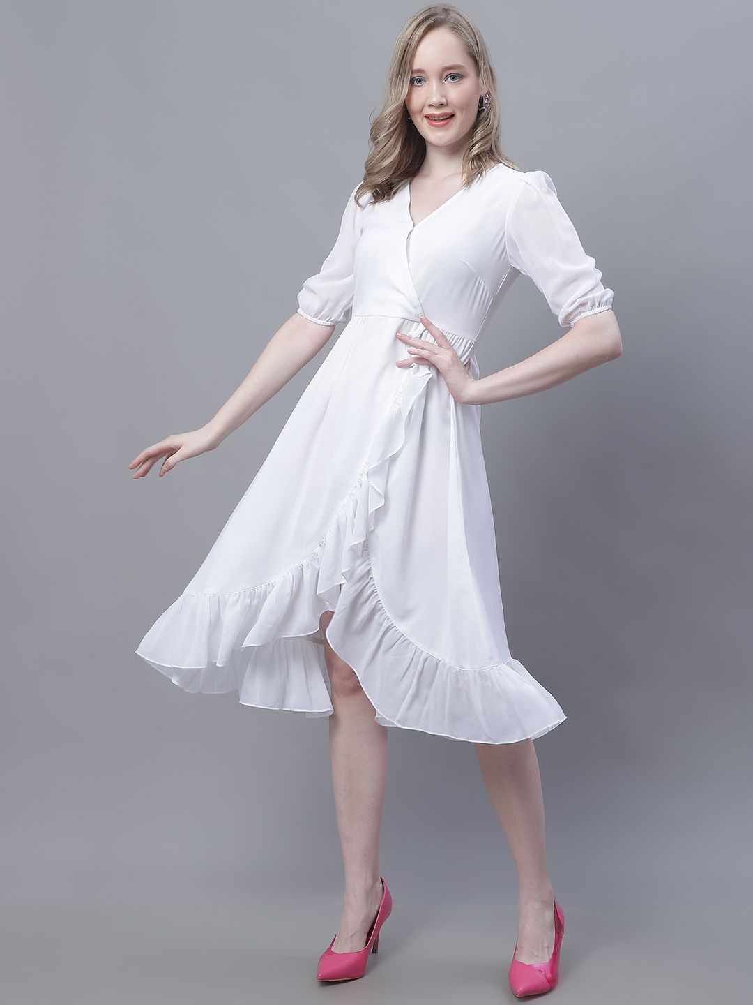

MINI & MING Women Georgette Midi Dress, White