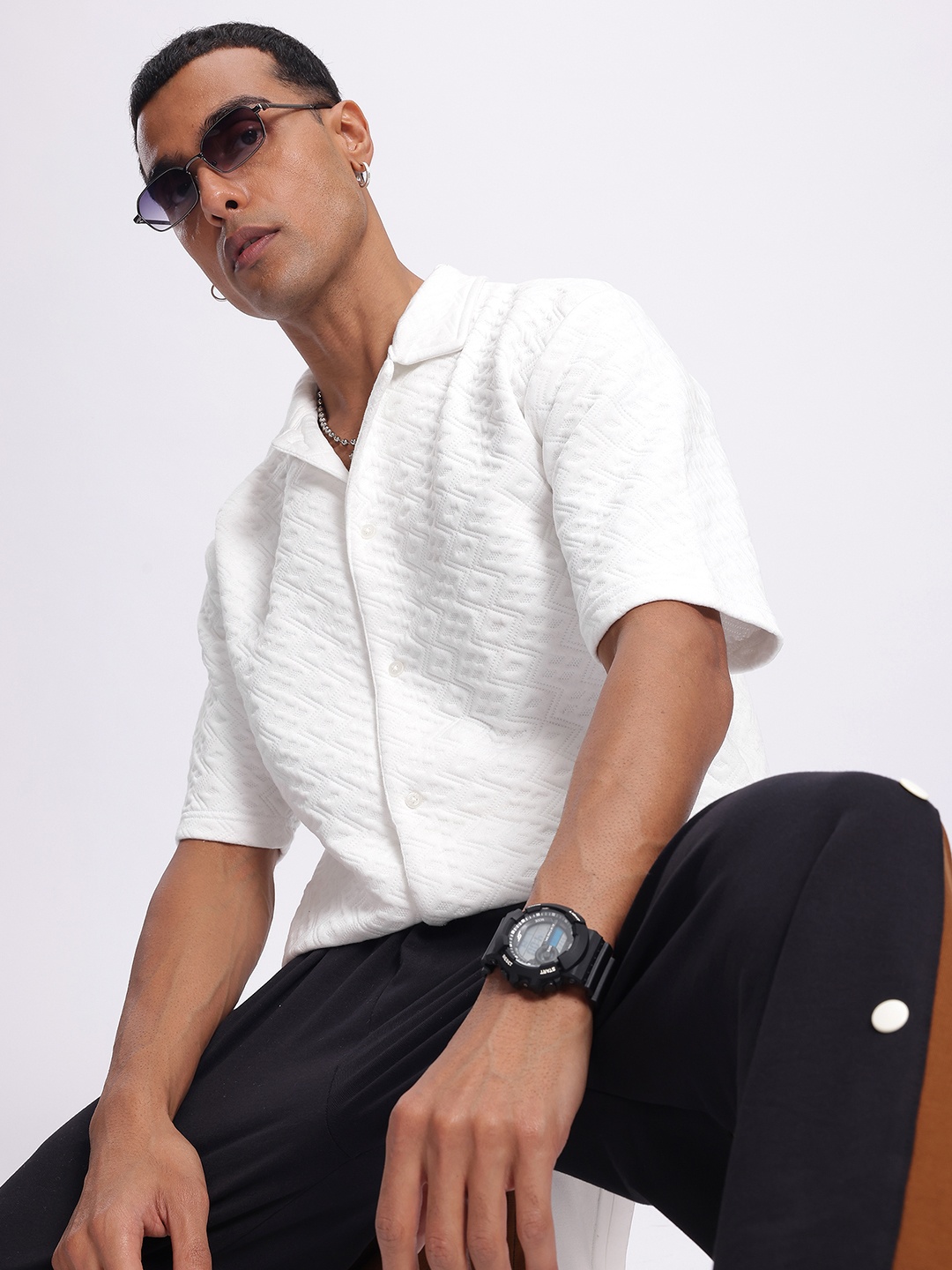 

Kook N Keech Cozy Knits Textured Drop-Shoulder Shirt, White
