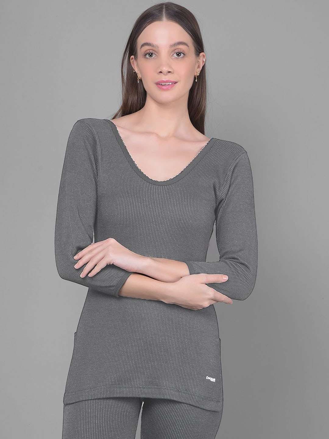 

Dollar Ultra Ribbed Cotton Thermal Top, Charcoal