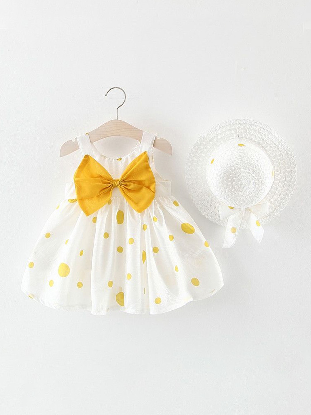 

StyleCast x Revolte Polka Dots Print Bow Applique Fit & Flare Dress, Yellow