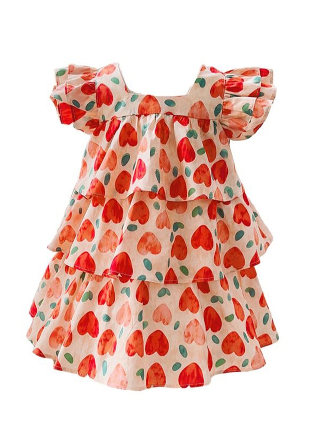 

StyleCast x Revolte Girls Flutter Sleeve Floral Fit and Flare Dress, Red