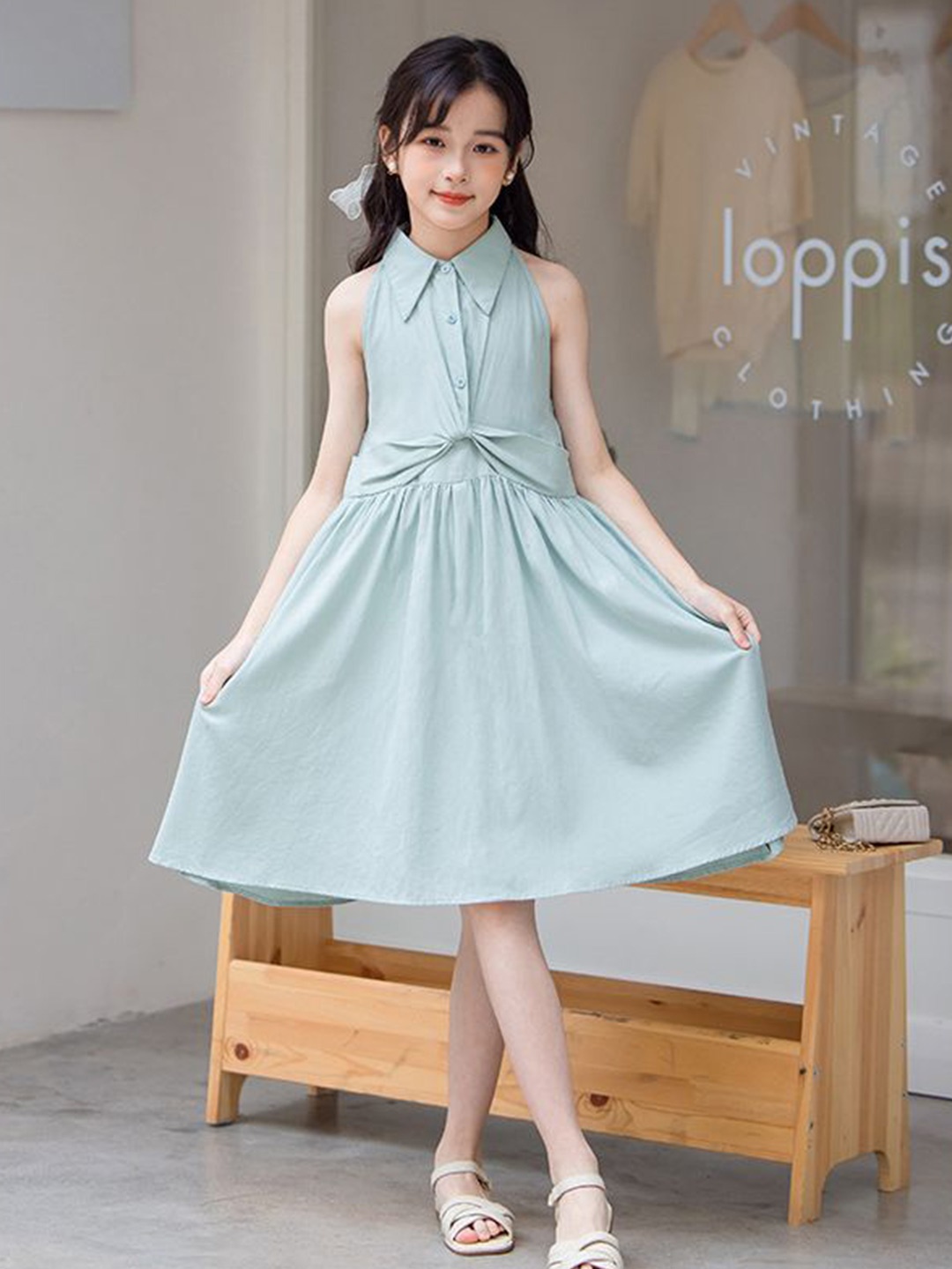 

StyleCast x Revolte Girls Shirt Collar A-Line Dress, Green