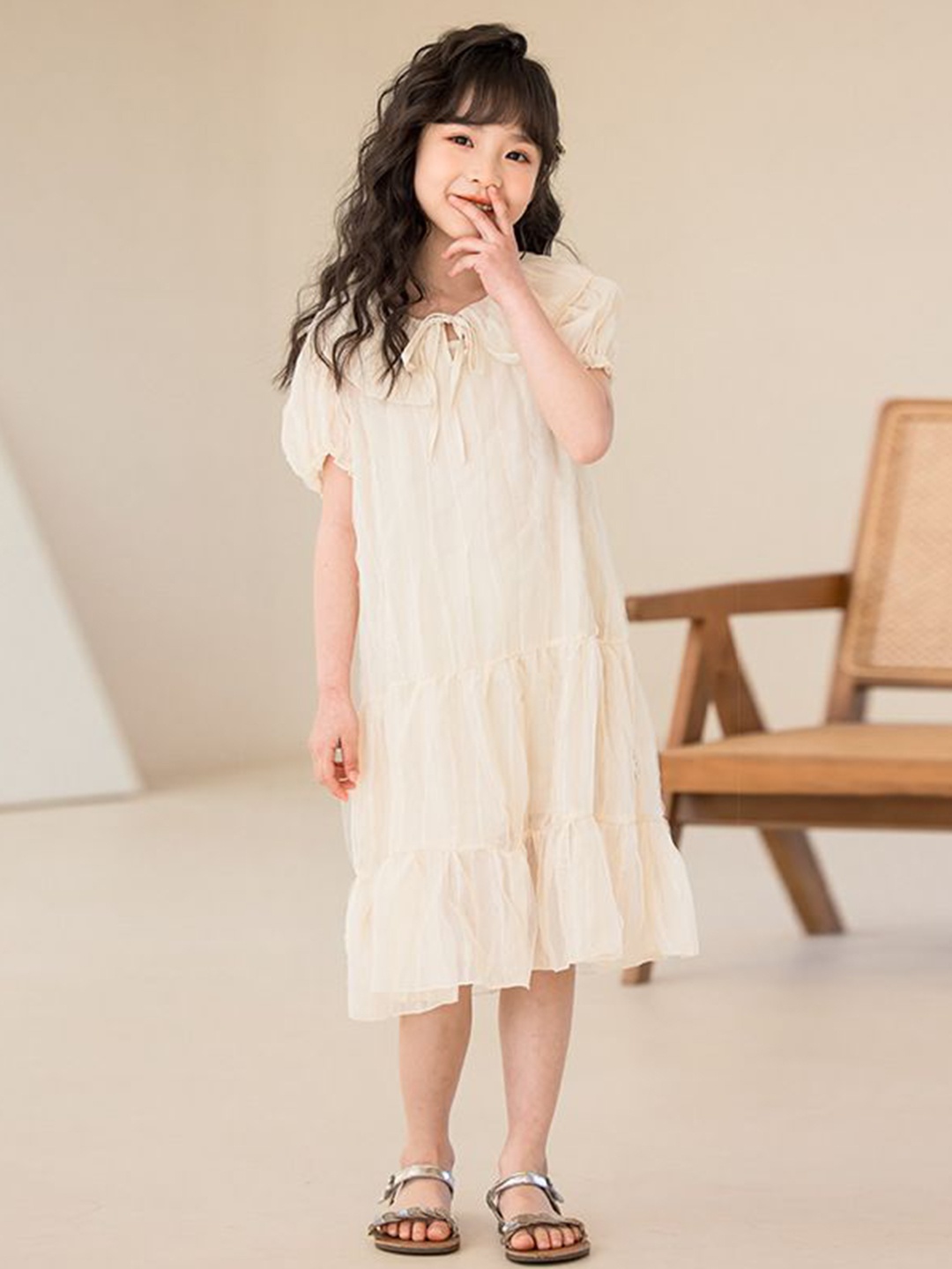 

StyleCast x Revolte Girls Layered Knee Length A-Line Dress, Beige
