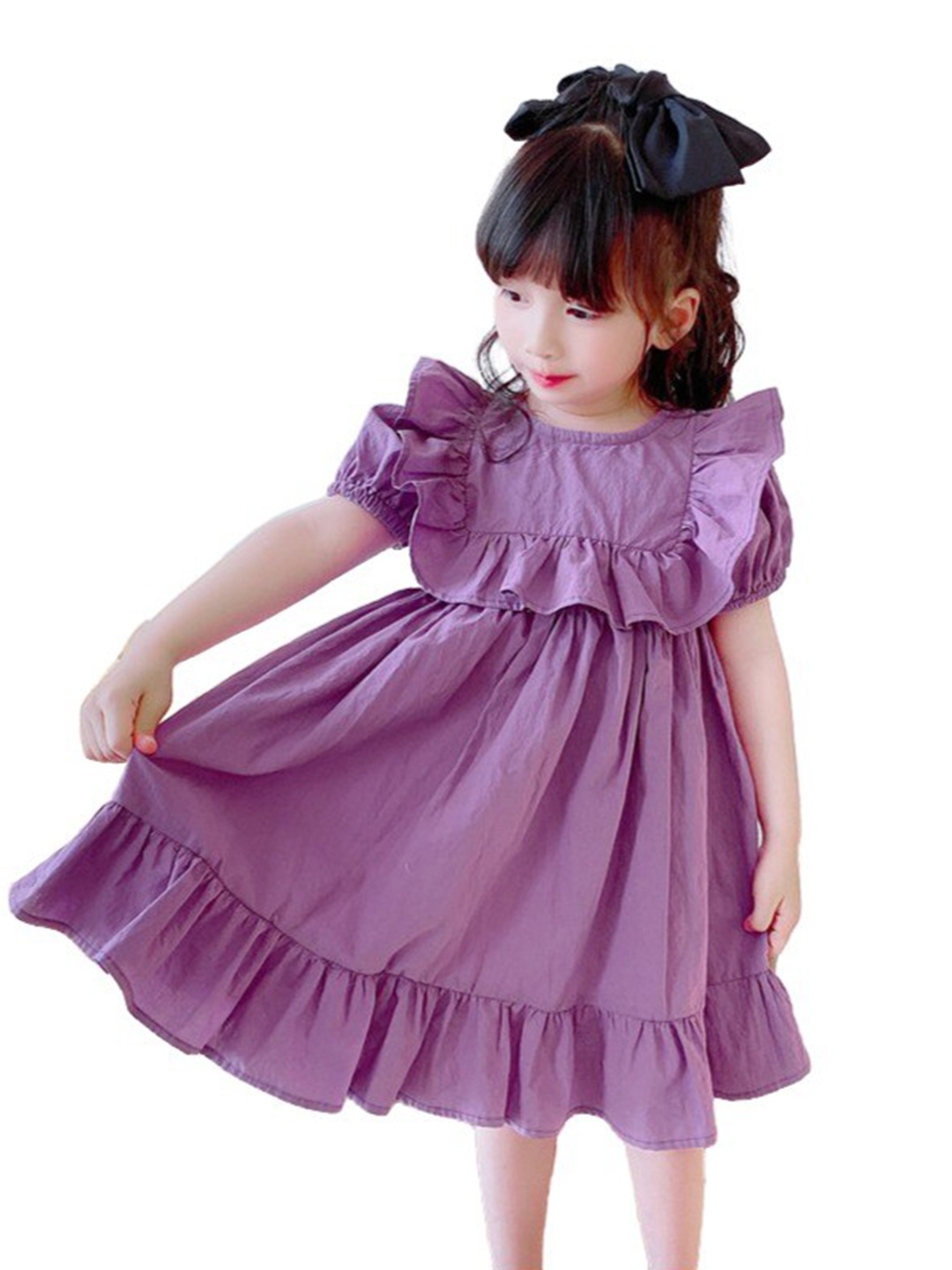 

StyleCast x Revolte Girls Flutter Sleeve Layered Fit & Flare Dress, Purple