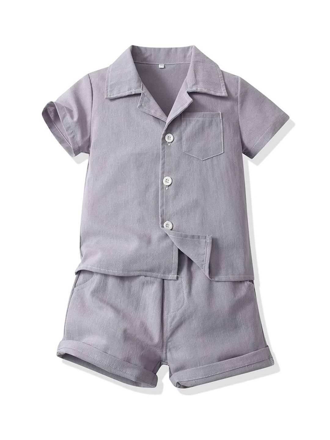 

StyleCast x Revolte Kids Short Sleeves Pure Cotton Shirt with Shorts, Grey