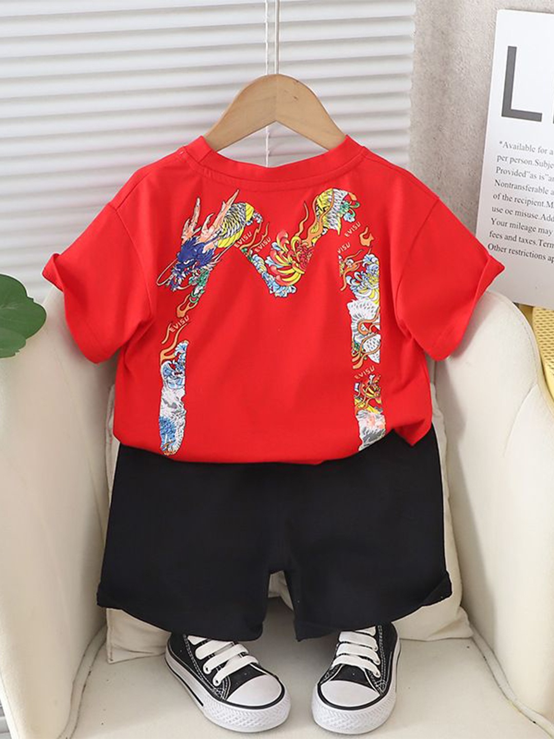 

StyleCast x Revolte Boys Red & Black Printed T-shirt with Shorts