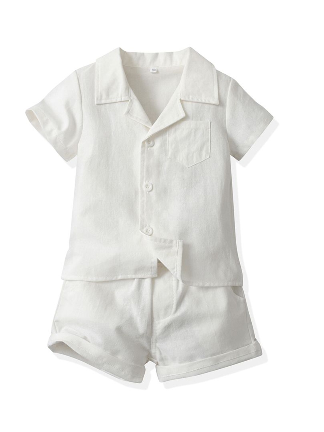 

StyleCast x Revolte Kids Short Sleeves Pure Cotton Shirt With Shorts, White