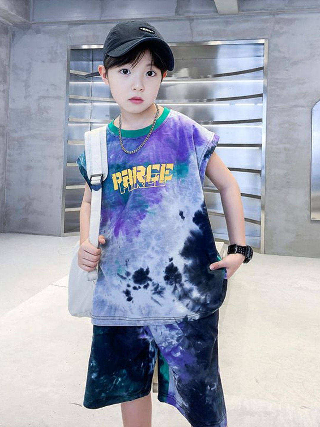 

StyleCast x Revolte Boys Dyed Round Neck Short Sleeves T-shirt with Shorts, Purple