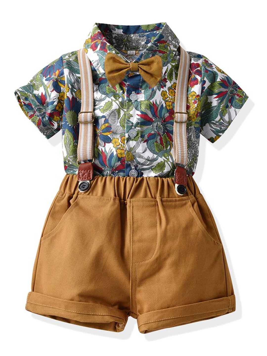 

StyleCast x Revolte Boys Printed Pure Cotton Shirt with Shorts, Brown