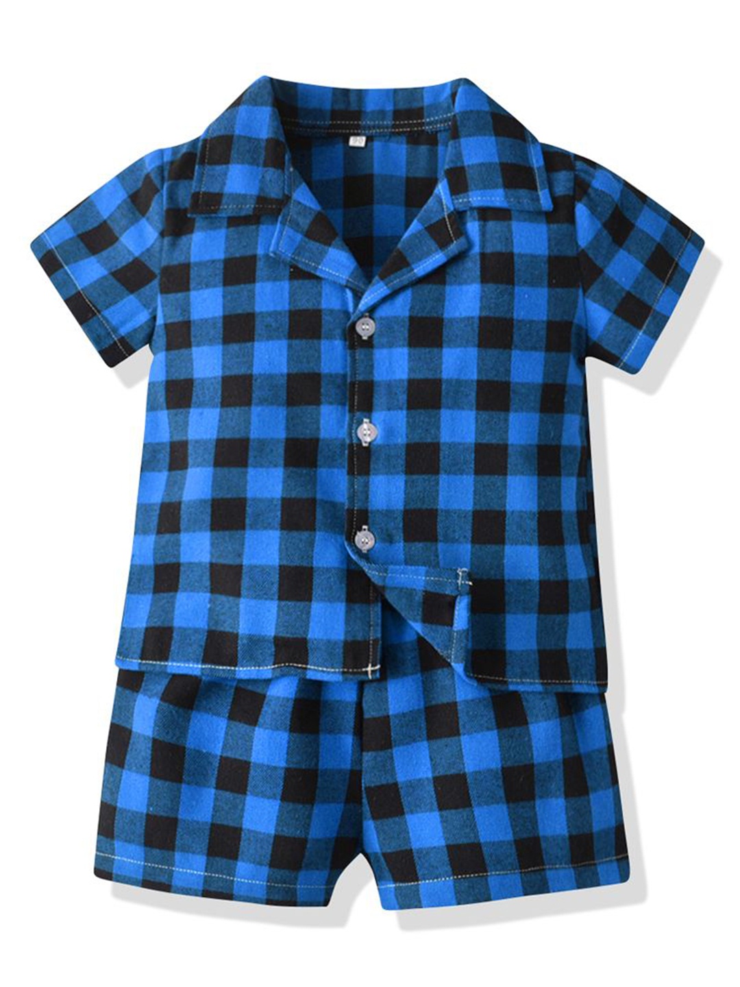 

StyleCast x Revolte Kids Blue & Black Checked Shirt with Shorts