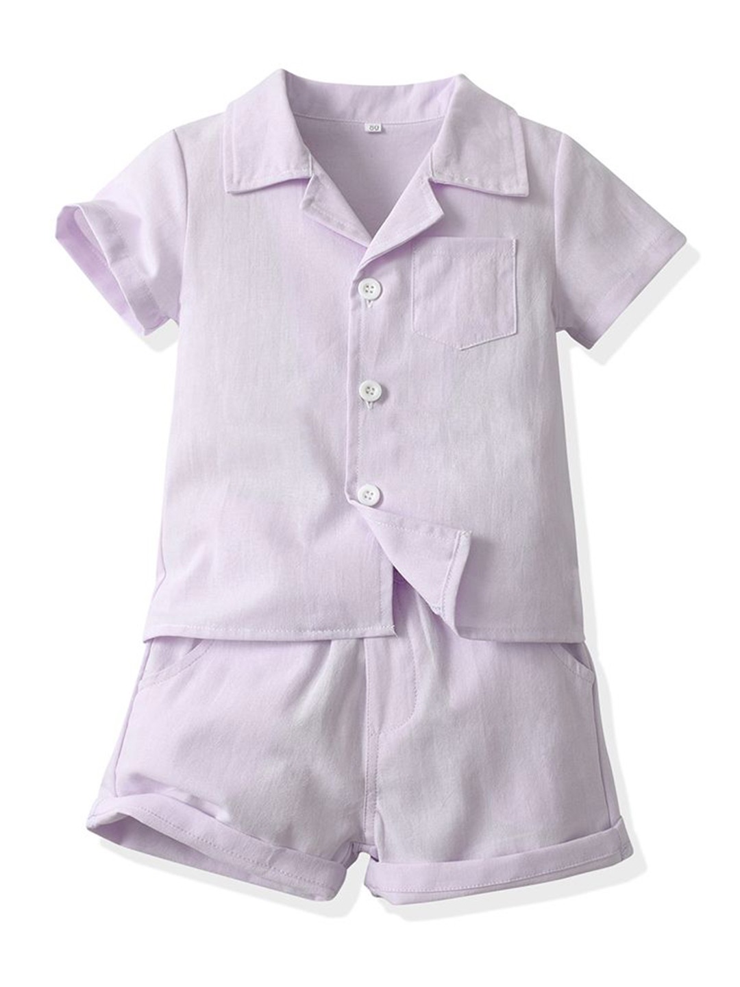 

StyleCast x Revolte Kids Short Sleeves Pure Cotton Shirt With Shorts, Purple