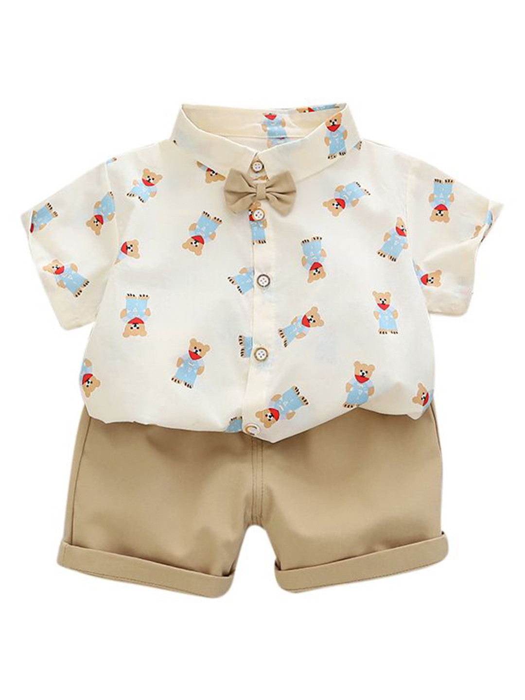 

StyleCast x Revolte Boys Khaki Colour & White Conversational Printed Shirt with Shorts
