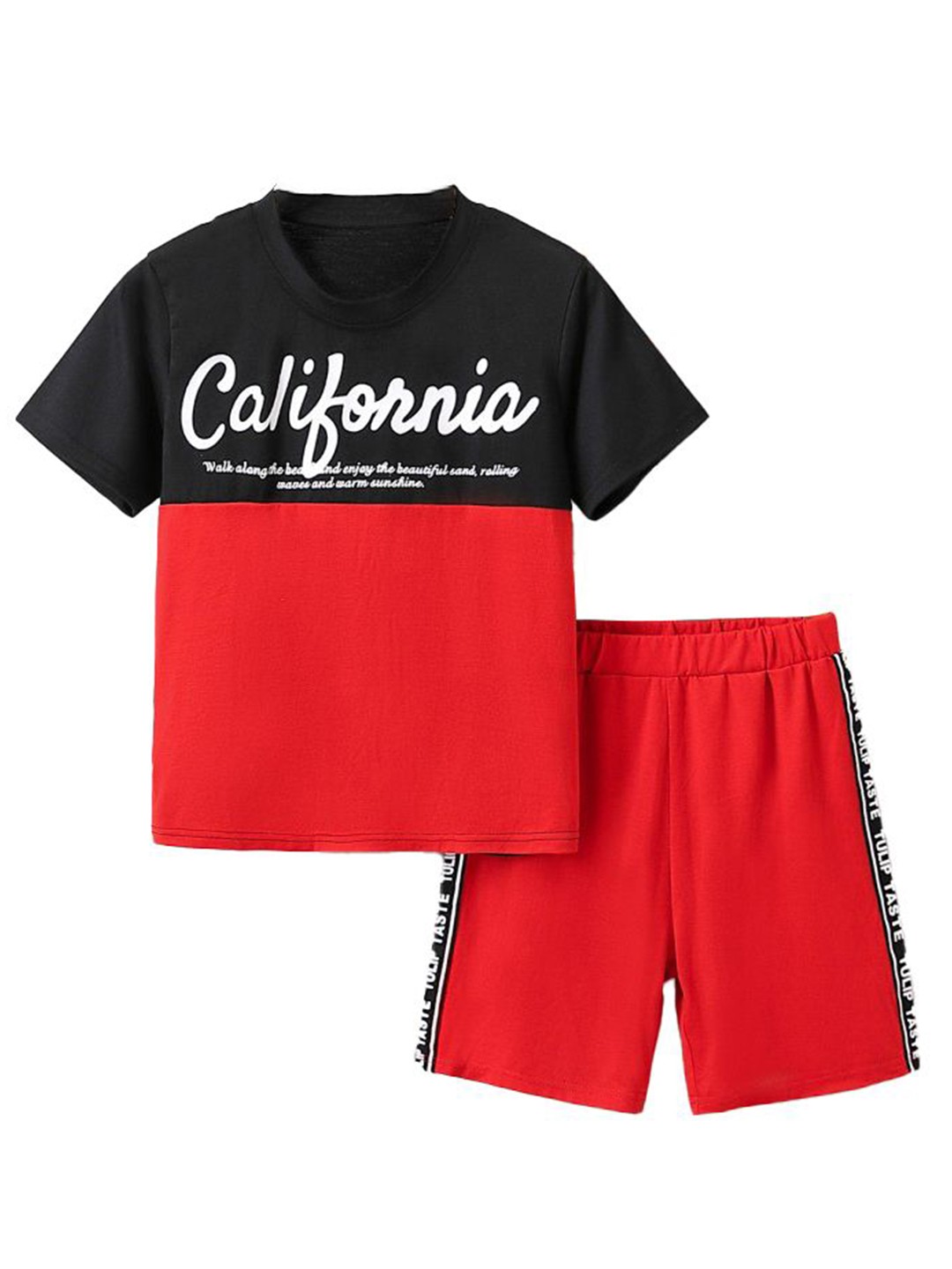 

StyleCast x Revolte Boys Printed Round Neck Short Sleeves T-shirt With Shorts, Orange