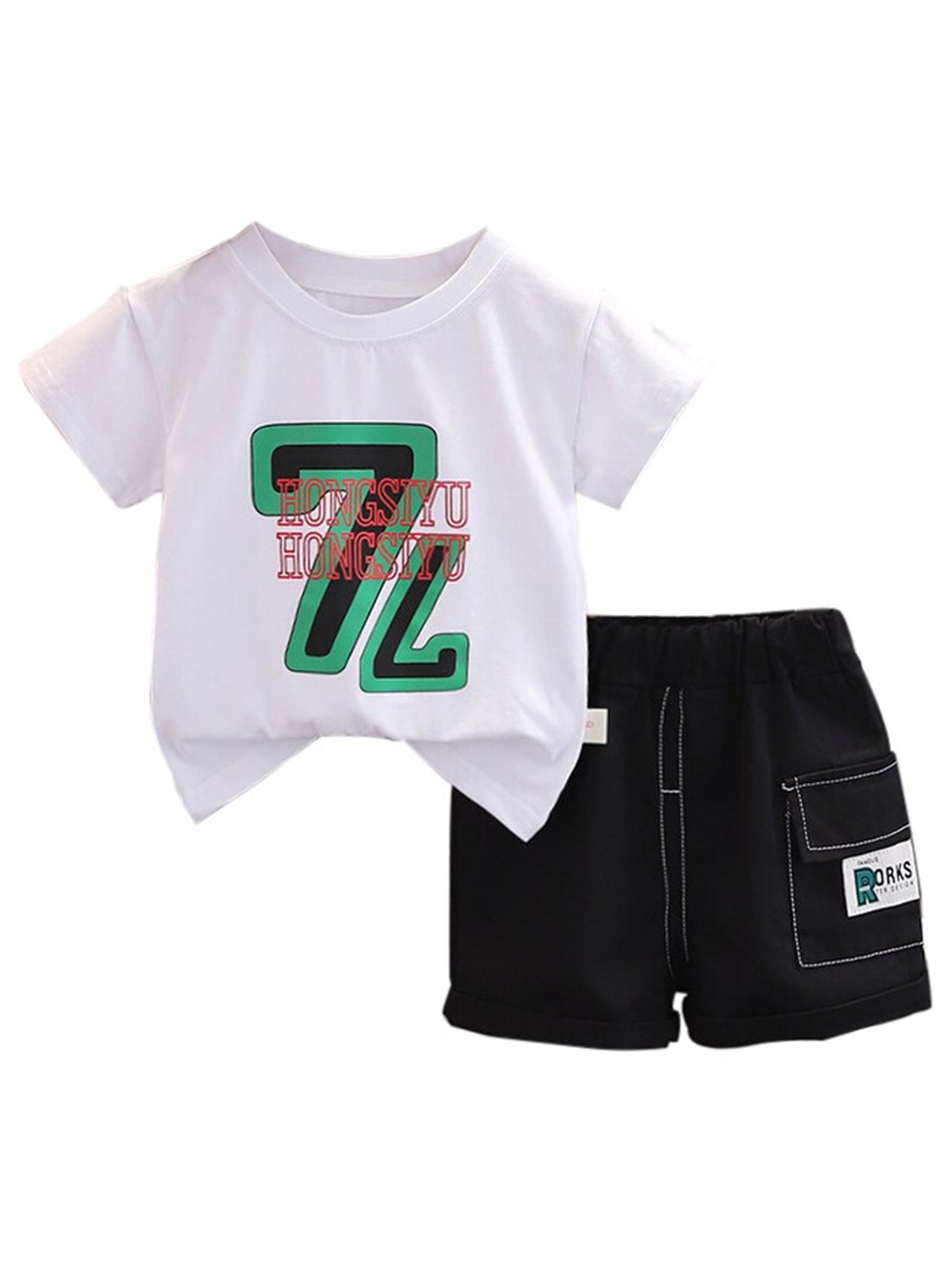 

StyleCast x Revolte Boys White Typography Printed Round Neck T-shirt With Shorts