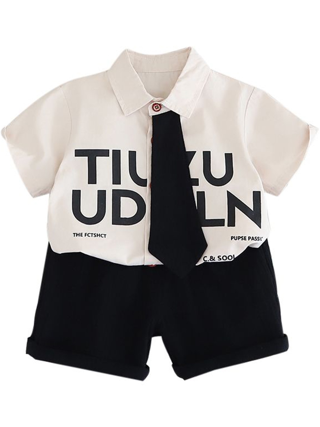 

StyleCast x Revolte Boys White & Black Printed Shirt with Shorts