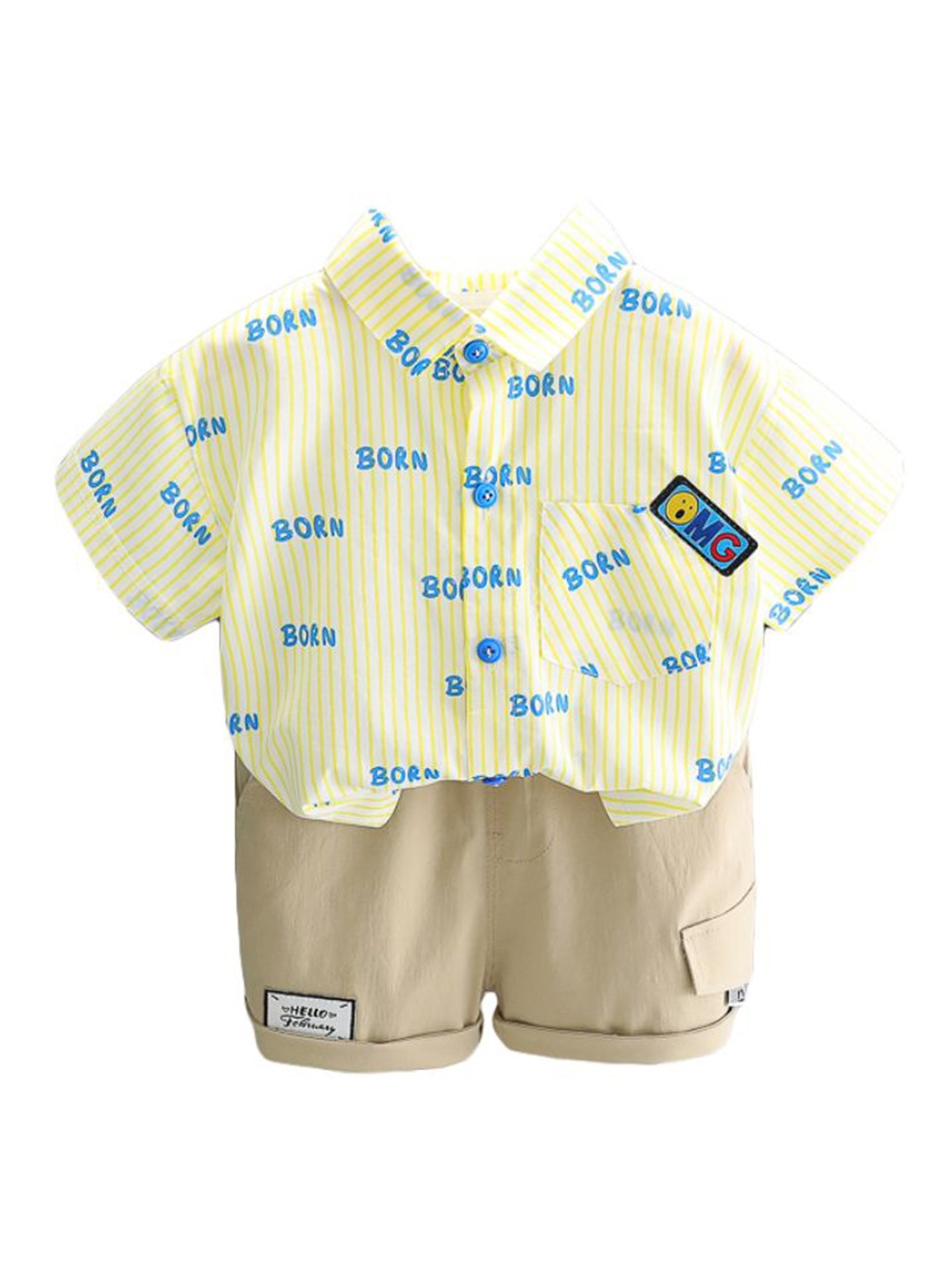 

StyleCast x Revolte Boys Shirt Collar Short Sleeves Printed Shirt with Shorts, Yellow