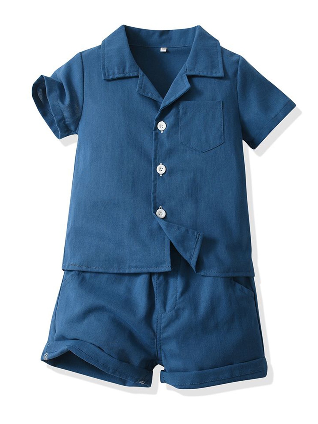 

StyleCast x Revolte Kids Blue & White Cuban Collar Pure Cotton Shirt with Shorts